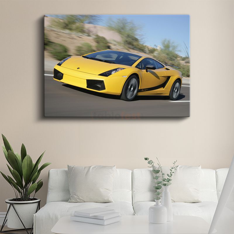 Lamborghini Gallardo - Sarı Süper Spor Otomobil Kanvas Tablo