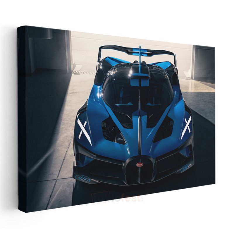 Bugatti Bolide - Ön Cepheden Mavi Hipercar Kanvas Tablo