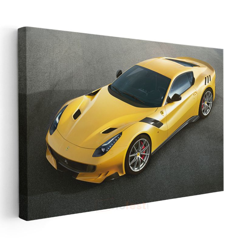 Ferrari F12tdf - Sarı İtalyan Süper Otomobil Kanvas Tablo