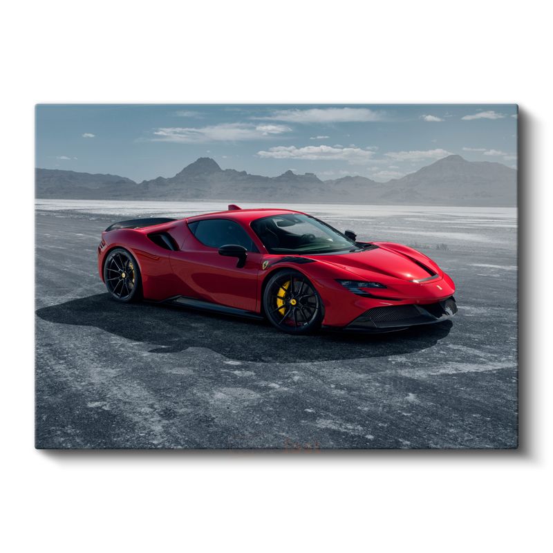 Ferrari SF90 Stradale - Kırmızı Süper Otomobil Kanvas Tablo