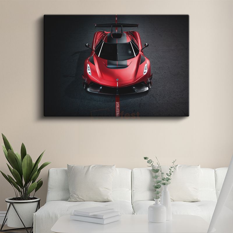 Koenigsegg Jesko - Kırmızı Yarış Otomobili Şaheseri Kanvas Tablo