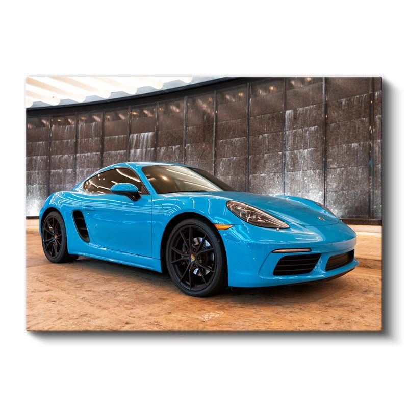 Porsche 718 Cayman - Miami Mavisi Lüks Spor Coupe Kanvas Tablo
