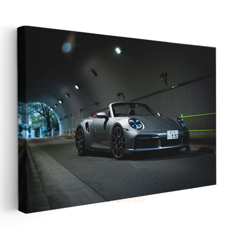Porsche 911 Turbo S Cabriolet - Tünel İçinde Gümüş Convertible Kanvas Tablo