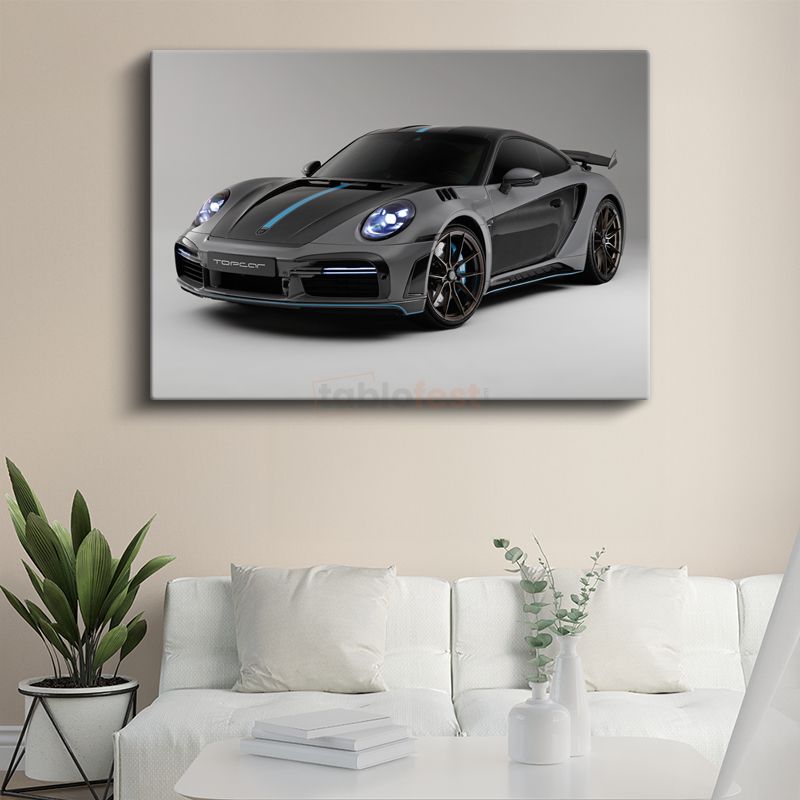 Porsche 911 Turbo S - Gri TopCar Modifiyeli Spor Otomobil Kanvas Tablo