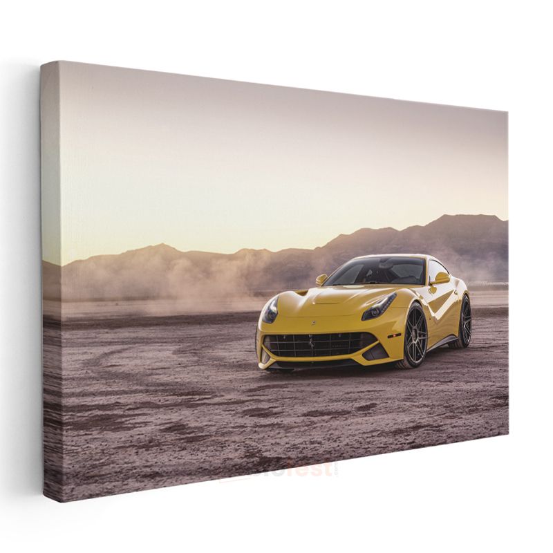 Ferrari F12 Berlinetta - Sarı İtalyan Süper Otomobil Kanvas Tablo