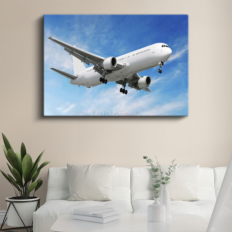 Boeing 767 - İniş Anında Muhteşem Görünüm Kanvas Tablo