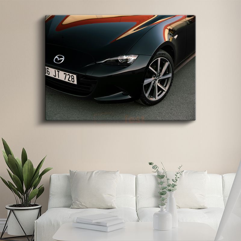 Mazda - Siyah Spor Otomobil Ön Detay Kanvas Tablo