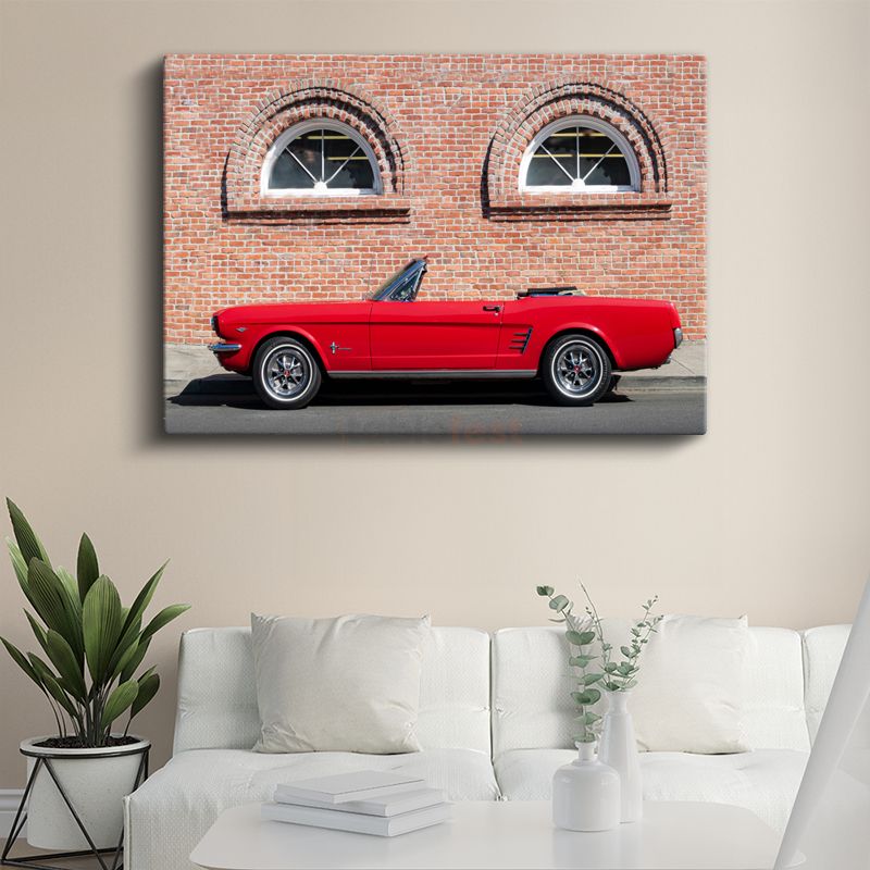 Ford Mustang - Klasik Kırmızı Convertible Kanvas Tablo