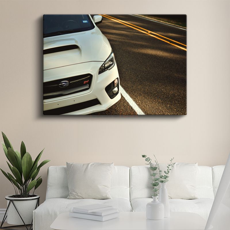 Subaru WRX STI - Beyaz Japon Performans Sedan Kanvas Tablo