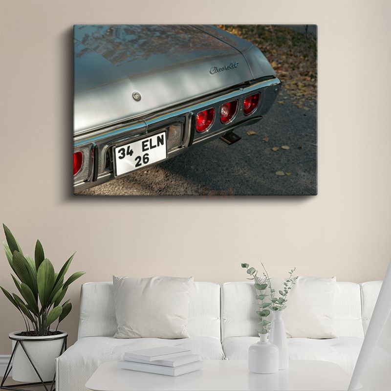 Chevrolet Impala - Klasik Amerikan Otomobili Arka Detay Kanvas Tablo