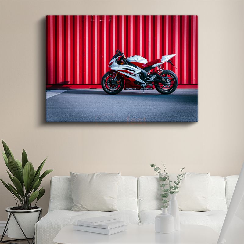 Yamaha YZF-R6 - Kırmızı Beyaz Yarış Motosikleti Kanvas Tablo