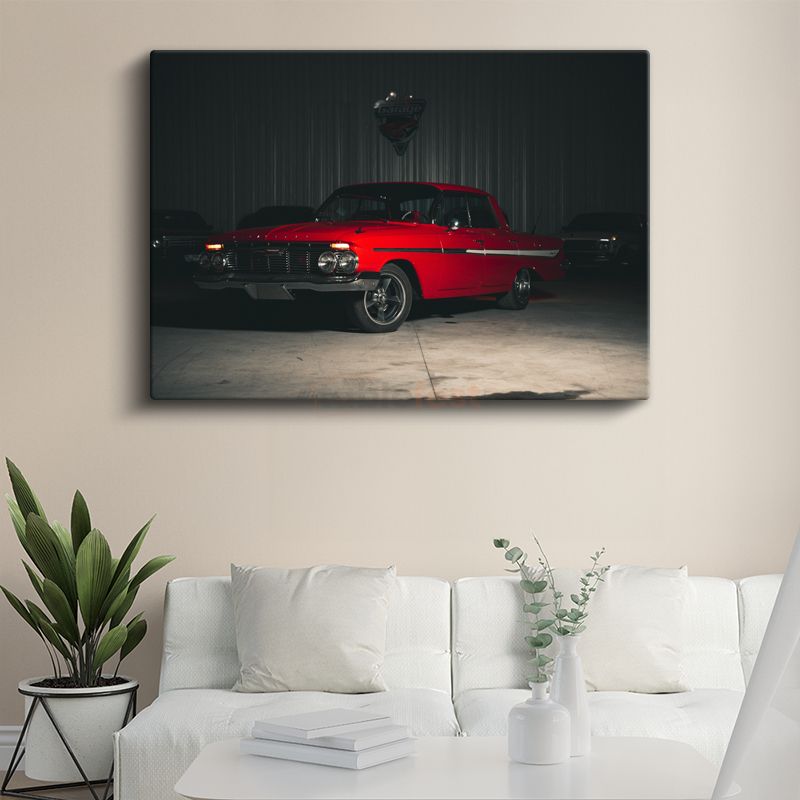 Chevrolet Impala - Kırmızı Klasik Amerikan Otomobili Kanvas Tablo