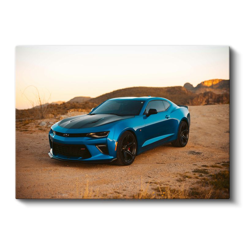 Chevrolet Camaro - Çöl Manzarasında Kanvas Tablo