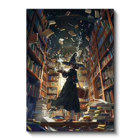 Büyücü Kütüphanesi - Uçuşan Kitaplar Serisi Anime Kanvas Tablo