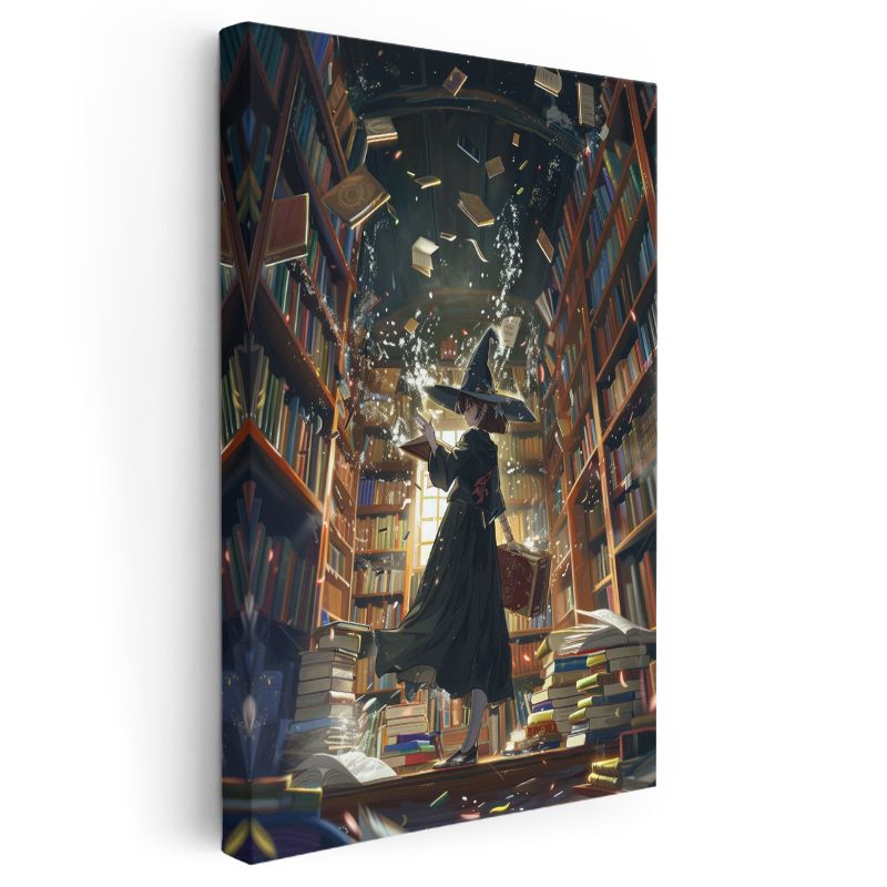 Büyücü Kütüphanesi - Uçuşan Kitaplar Serisi Anime Kanvas Tablo