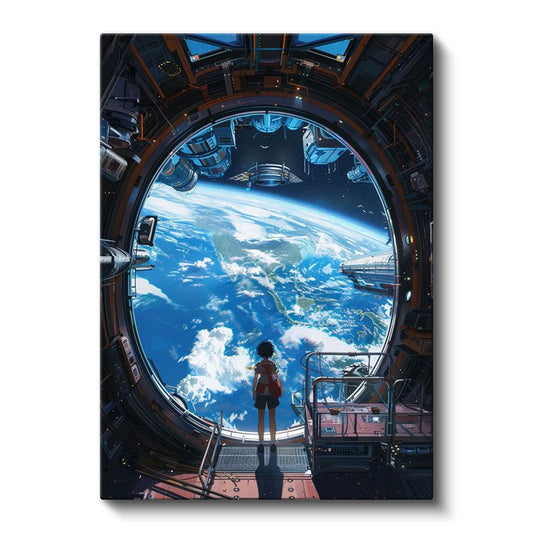 Uzay İstasyonu - Dünya Manzarası Anime Kanvas Tablo