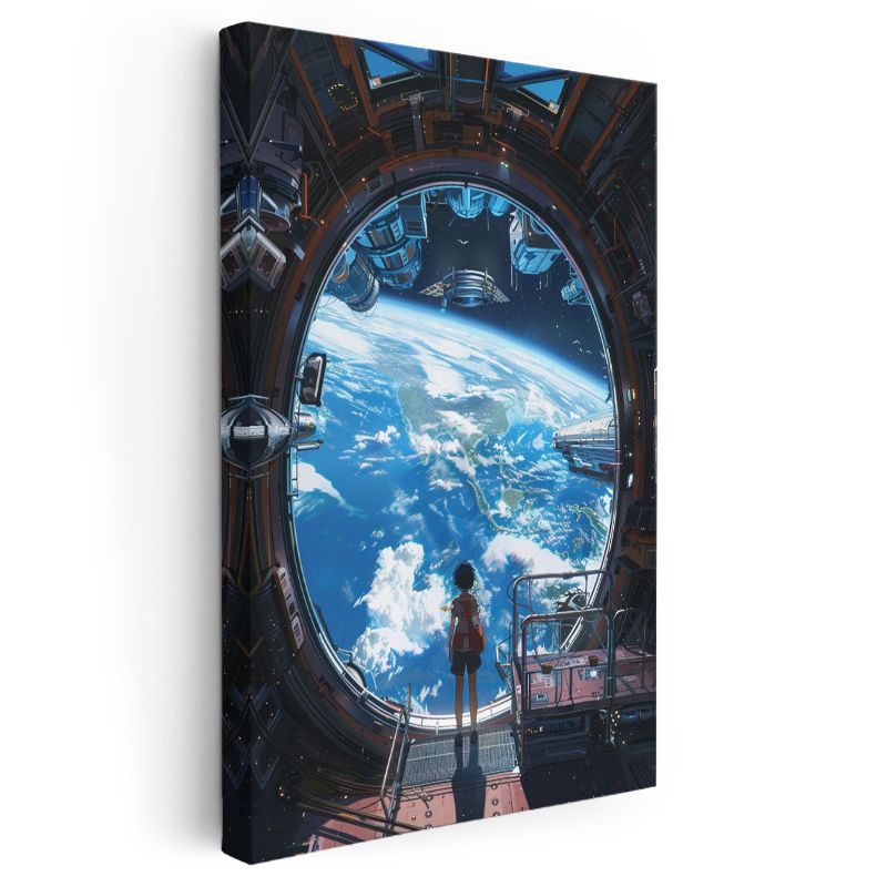Uzay İstasyonu - Dünya Manzarası Anime Kanvas Tablo