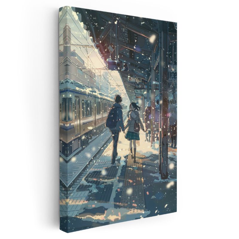 Kar Taneleri İstasyonu - Romantik Buluşma Anime Kanvas Tablo