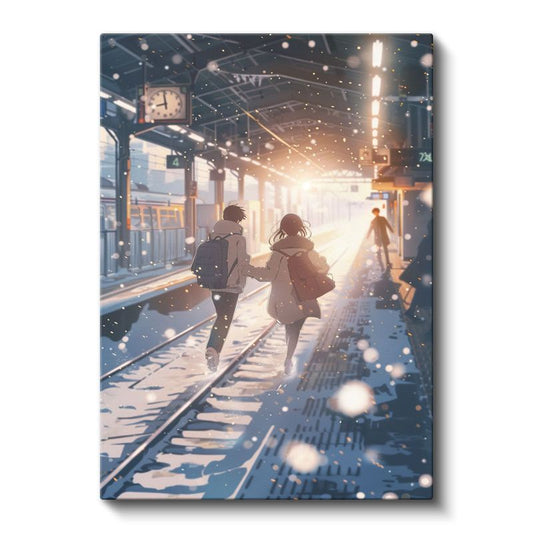 Karlı İstasyon - Romantik Yolculuk Anime Kanvas Tablo