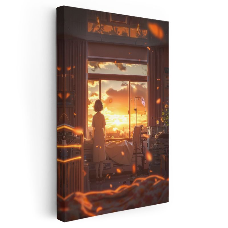 Hastane Odası - Altın Gün Batımı Anime Kanvas Tablo