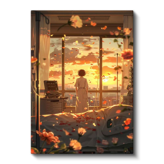 Hastane Manzarası - Çiçek Yaprakları Anime Kanvas Tablo