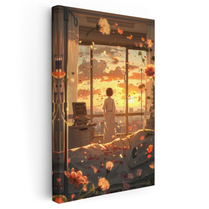 Hastane Manzarası - Çiçek Yaprakları Anime Kanvas Tablo
