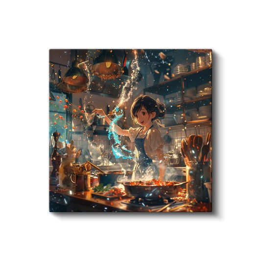 Büyülü Mutfak - Mavi Alevler Anime Kanvas Tablo