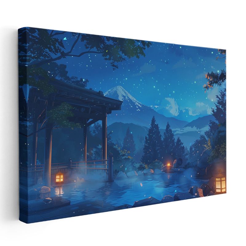 Gece Kaplıcası - Yıldızlı Gökyüzü Anime Kanvas Tablo