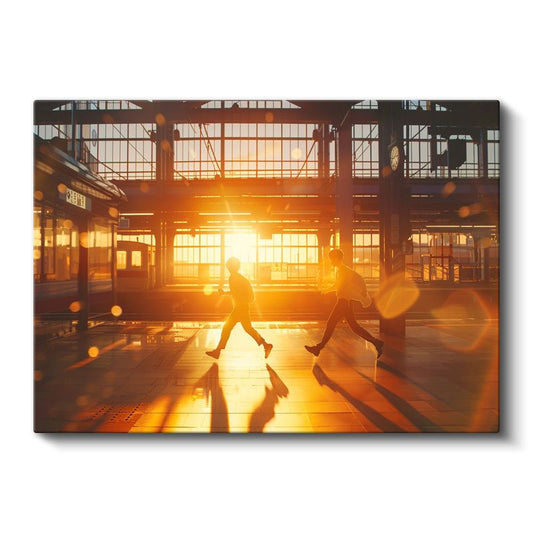 Tren İstasyonu - Akşam Güneşi Anime Kanvas Tablo