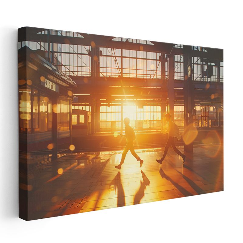 Tren İstasyonu - Akşam Güneşi Anime Kanvas Tablo