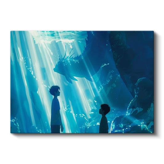 Denizaltı Dünyası - Mavi Işınlar Anime Kanvas Tablo