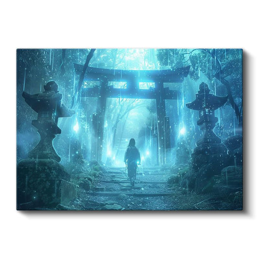 Kutsal Kapı - Mavi Orman Anime Kanvas Tablo