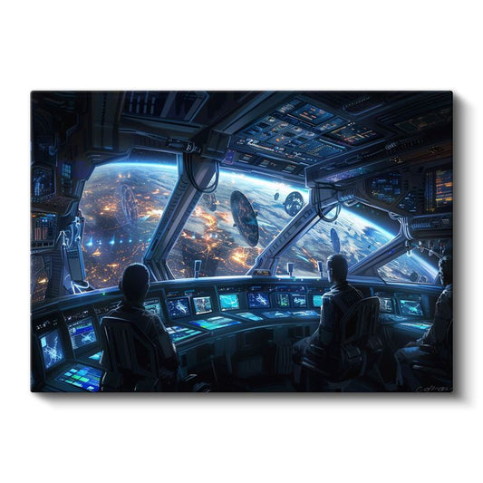 Uzay İstasyonu - Dünya Manzarası Anime Kanvas Tablo