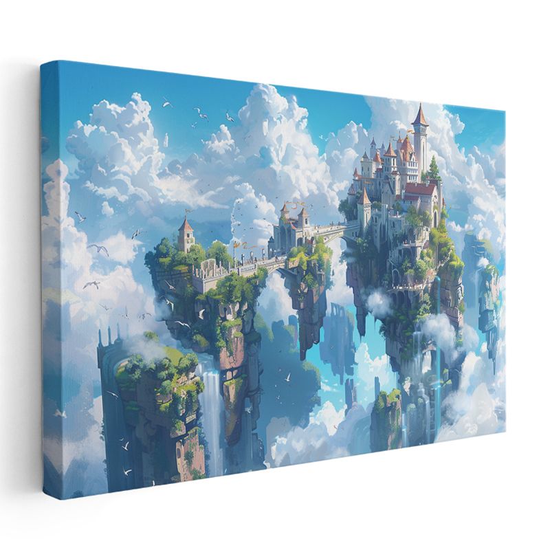 Bulut Şatosu - Mavi Gökyüzü Anime Kanvas Tablo