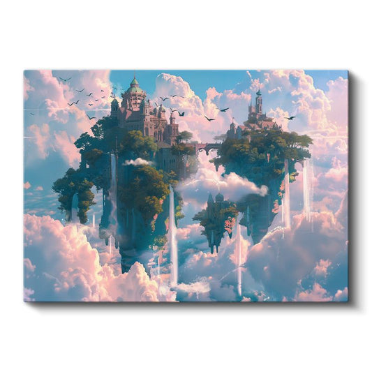 Yüzen Saraylar - Pembe Bulutlar Anime Kanvas Tablo