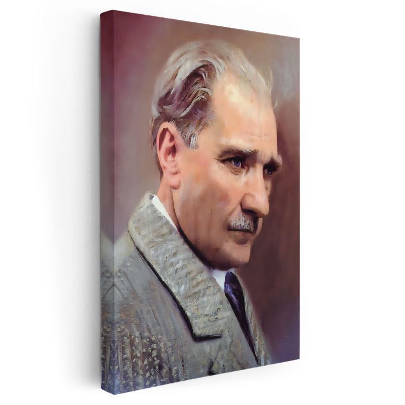 Sanatsal Atatürk - Pastel Tonlarda Profil Kanvas Tablo