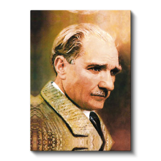 Profil Atatürk - Açık Renk Ceket Portresi Kanvas Tablo