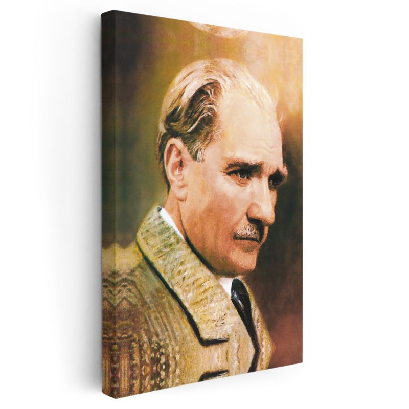 Profil Atatürk - Açık Renk Ceket Portresi Kanvas Tablo
