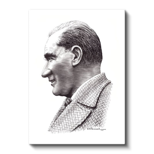 Karakalem Profil - İmzalı Sanatsal Portre Kanvas Tablo