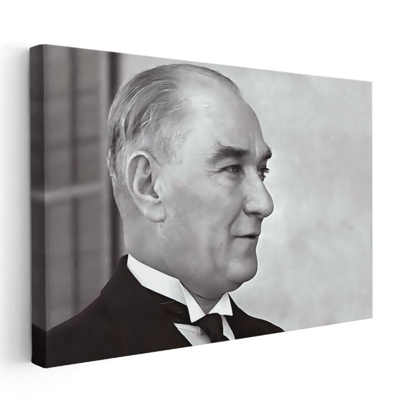 Profil Atatürk - Siyah Beyaz Zarif Portre Kanvas Tablo