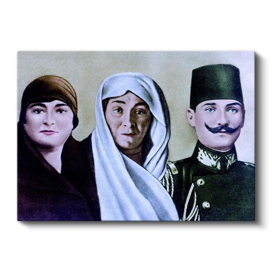 Atatürk Ailesi - Tarihi Aile Portresi Kanvas Tablo
