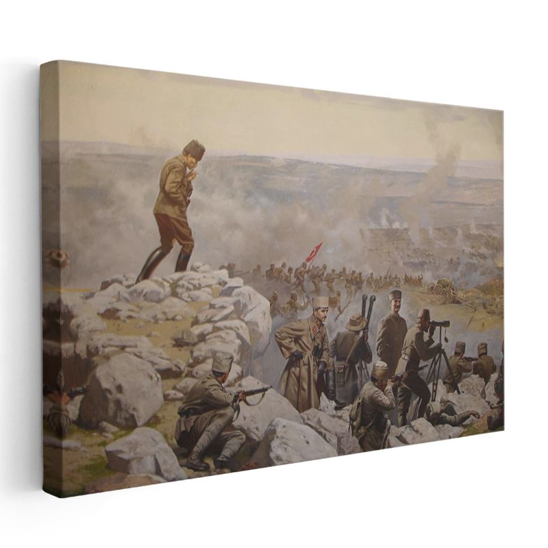 Kurtuluş Savaşı Komutanı Atatürk - Cephede Strateji Kanvas Tablo