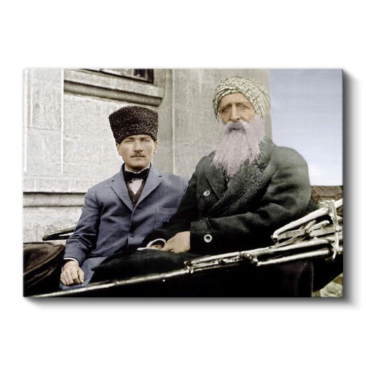 Atatürk ve Şeyh Sünusi - Tarihi Buluşma Kanvas Tablo
