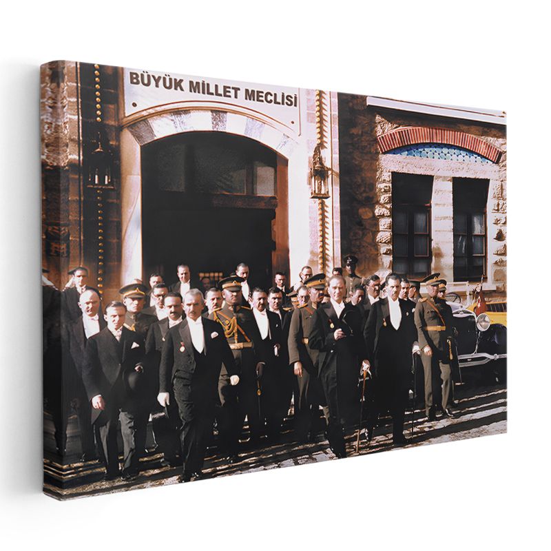 Atatürk ve Meclis - Cumhuriyet'in Temelinde Kanvas Tablo