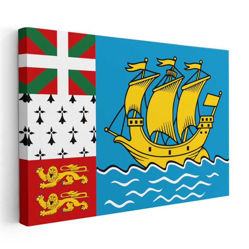 Saint Pierre ve Miquelon Bayrağı - Kanvas Tablo