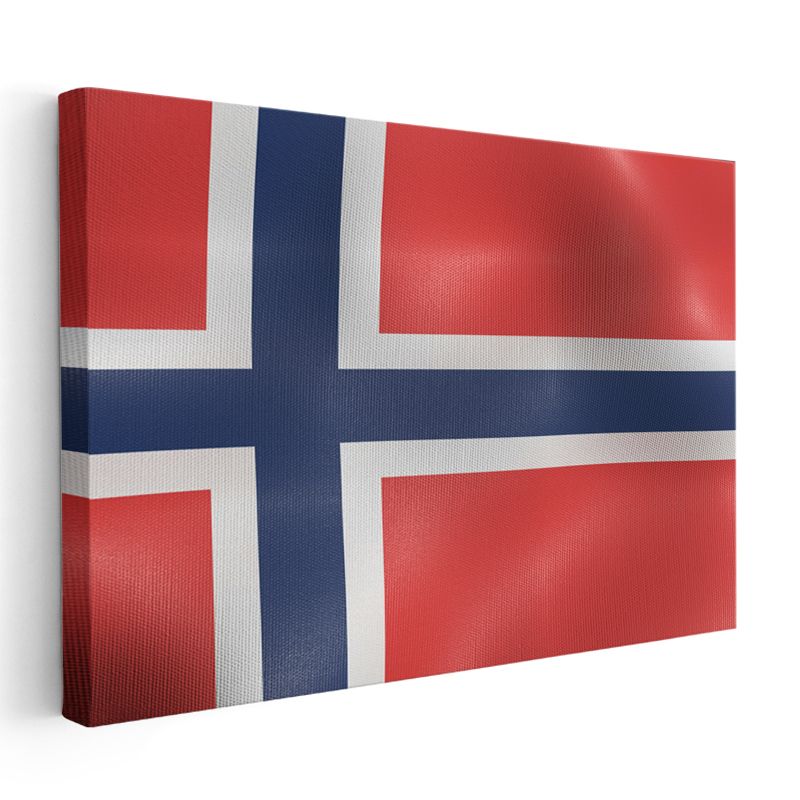 Norveç Bayrağı - Dalgalı Görünüm Kanvas Tablo