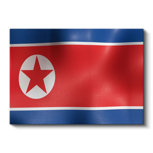Kuzey Kore Bayrağı - Dalgalı Görünüm Kanvas Tablo