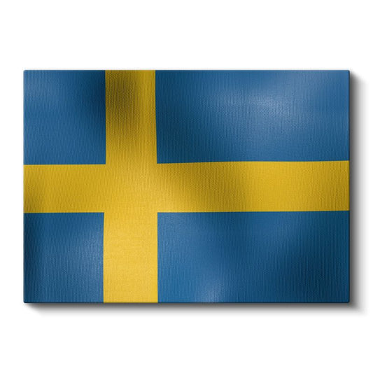 İsveç Bayrağı - Dalgalı Görünüm Kanvas Tablo
