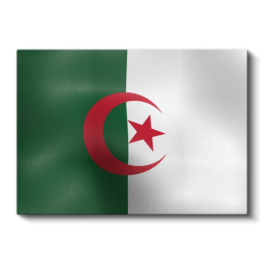 Cezayir Bayrağı - Dalgalı Görünüm Kanvas Tablo