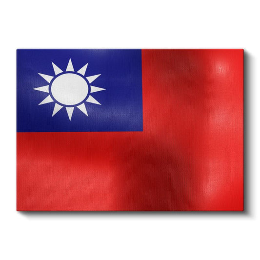 Tayvan Bayrağı - Dalgalı Görünüm Kanvas Tablo